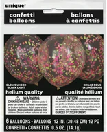 Pozostałe akcesoria świąteczne - Konfetti Balon 12"" bez nadruku ""Neonowe , transparentny, 6 szt. - miniaturka - grafika 1