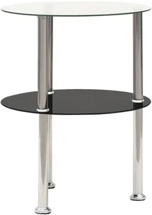 VidaXL Lumarko 2-poziomowy stolik, 38 cm, przezroczyste/czarne szkło hartowane! 322788 VidaXL - Ławy i stoliki kawowe - miniaturka - grafika 3