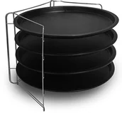 Formy do ciast - Guardini Pizza & Mania zestaw blach do pizzy ze stojakiem z nóżką, stal, czarne, 32 x 32 x 1,9 cm, 5 jednostek 27535RK - miniaturka - grafika 1