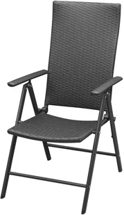 vidaXL Krzesła ogrodowe, 2 sztuki, polirattan, aluminium, czarne - Fotele i krzesła ogrodowe - miniaturka - grafika 2