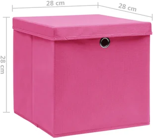 vidaXL vidaXL Pudełka z pokrywami, 10 szt., 28x28x28 cm, różowe - Pudła i pojemniki do przechowywania - miniaturka - grafika 4