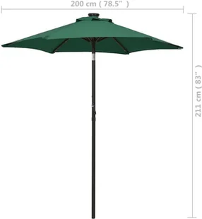 vidaXL Parasol z lampkami LED, zielony, 200x211 cm, aluminium 313558 - Parasole ogrodowe - miniaturka - grafika 9