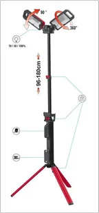 Yato REFLEKTOR PRZENOŚNY 5000LM SIECIOWY/AKUMULATOROWY SKŁADANY WALIZKA YT-81811 - Pozostałe oświetlenie - miniaturka - grafika 6