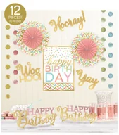 Dekoracje sali - Amscan Zestaw dekoracyjny Confetti Fun ( girlandy, rozety, napisy) - miniaturka - grafika 1