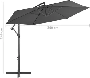 vidaXL Parasol wiszący na słupku aluminiowym, 300 cm, antracytowy - Parasole ogrodowe - miniaturka - grafika 9