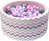 Suche baseny - Welox Suchy basen dla dzieci 90x40 z kulkami piłeczkami 7cm - Zygzak różowy WL-B-HJ1 - miniaturka - grafika 1