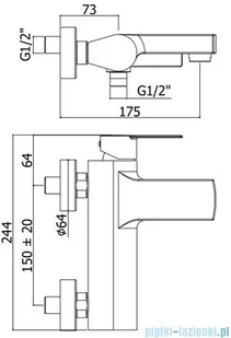 Paffoni bateria wannowa Tango chrom TA022CR | - Baterie umywalkowe - miniaturka - grafika 2