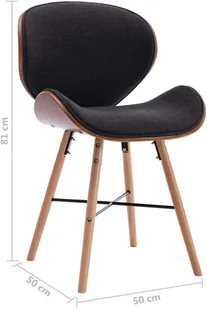 vidaXL Krzesła do jadalni, 6 szt., ciemnoszare, tkanina i gięte drewno - Krzesła - miniaturka - grafika 16