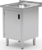 Zlewy i komory gospodarcze - Hendi Zlew roboczy gastronomiczny z szafką z drzwiami na zawiasach spawany 60x60x85 cm Hendi 813522 Zlew roboczy gastronomiczny z szafką z drzwiami na zawiasach spawany 60x60x85 cm Hendi 813522 Da 813522 - miniaturka - grafika 1