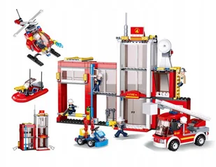 Remiza Straż Pożarna Sluban Samochód Helikopter - Klocki - miniaturka - grafika 2