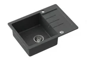 Zlewozmywaki - STEINER JOHNNY 116 czarny ze stalowym odpływem - miniaturka - grafika 1