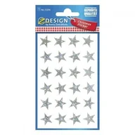 Ozdoby bożonarodzeniowe - Naklejki Z-DESIGN foliowe-srebrne gwiazdy AVERY ZWECKFORM 24szt. /52256/ ZW752 - miniaturka - grafika 1
