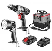 Zestawy elektronarzędzi - GRAPHITE Zestaw elektronarzędzi akumulatorowych: wiertarko-wkrętarka, latarka, torba, akumulator Energy+ 18V, Li-Ion 2.0Ah, ładowarka TOP-58G016 - miniaturka - grafika 1