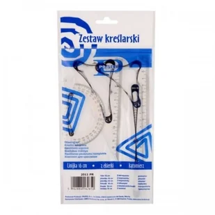 Zestaw geometryczny kreślarski PRATEL z nadrukiem HELIO z linjką 16 cm etui /2011 PR/ AM537 - Linijki, ekierki - miniaturka - grafika 2