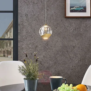 Lampenwelt com Lampa wisząca LED Hayley szklana kula 1-pkt. złota - Lampy sufitowe - miniaturka - grafika 2