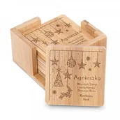 Pozostałe akcesoria barmańskie - Murrano Podkładki bambusowe pod piwo kawę zestaw x6 grawer dla niej na święta PDK-BMB-038 - miniaturka - grafika 1