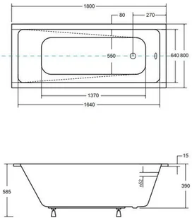 Besco 180x80 Modern Slim + Syfon #WAM-180-SL - Wanny - miniaturka - grafika 3
