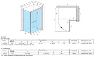 Atrium Catania 140x110 UP0314+US110 - Kabiny prysznicowe - miniaturka - grafika 8