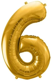 PartyDeco Balon foliowy, cyfra 6, złoty, 86 cm - Balony i akcesoria - miniaturka - grafika 2