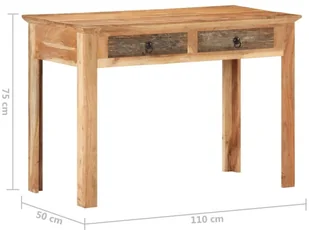 VidaXL Biurko, 110 x 50 x 75 cm, lite drewno z odzysku 320385 VidaXL - Biurka - miniaturka - grafika 7