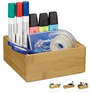 Pudła i pojemniki do przechowywania - Relaxdays pudełko do przechowywania z bambusa, można układać w stos, naturalny wygląd, pudełko do przechowywania do kuchni, łazienki, wys. x szer. x gł.: 7 x 30 x 15 cm, kolor naturalny - miniaturka - grafika 1