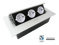 Przedłużacze i rozgałęźniki - GTV Przedłużacz biurkowy 3x230V gniazda schuko aluminium AE-PB03GS-53 2605 AE-PB03GS-53 - miniaturka - grafika 1