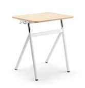 Meble do szkół i przedszkoli - AJ Produkty Biurko szkolne z regulacją wysokości ASCEND, brzoza laminat, biały - miniaturka - grafika 1
