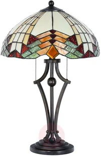 Clayre & Eef Lampa stołowa 5961 w stylu Tiffany kolorowe szkło - Lampy stojące - miniaturka - grafika 2