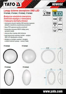 Yato LAMPA ŚCIENNA ZEWN. LED 15W IP54 CZARNA YT-81840 YATO YT-81840 - Lampy ogrodowe - miniaturka - grafika 7