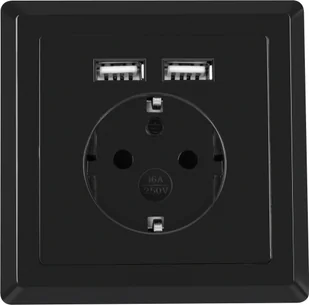LANBERG Gniazdo podtynkowe 230V pojedyncze + 2x USB 2.1A schuko czarne + EKSPRESOWA AC-WS01-USB2-F-B - Wtyczki i adaptery - miniaturka - grafika 3