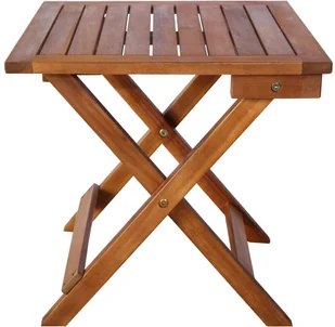 vidaXL Leżak ze stolikiem, lite drewno akacjowe, brązowy - Leżaki ogrodowe - miniaturka - grafika 3