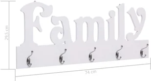 vidaXL Wieszak ścienny na płaszcze FAMILY, 74 x 29,5 cm - Wieszaki i stojaki - miniaturka - grafika 6