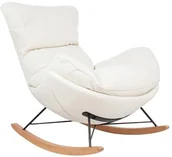 Fotele - King Home Fotel bujany OTILIA TEDDY biały na płozach KH0101009495 - miniaturka - grafika 1