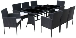 vidaXL Zestaw mebli ogrodowych z polirattanu, 17 elementów, czarny - Meble ogrodowe - miniaturka - grafika 5