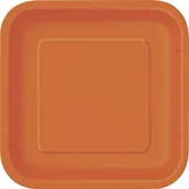 Kinder party - Unique Supplies imprezowy Impreza talerze papierowe, 18 cm, kwadratowa, 16 szt., rozmiar uniwersalny, pomarańczowy 32240 - miniaturka - grafika 1