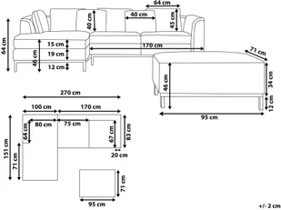Beliani Naroünik z otomaną skórzany prawostronny czarny OSLO - Narożniki - miniaturka - grafika 8