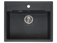 Zlewozmywaki - Reginox AMSTERDAM 54 TAPWING BLACK SILVERY R31049 - miniaturka - grafika 1