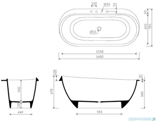 Sanitti Otto wanna wolnostojąca 168x78 + syfon klik-klak biała PU627021680 | - Wanny z hydromasażem Sanitti Otto wanna wolnostojąca 168x78 + syfon klik-klak biała PU627021680 | - Wanny z hydromasażem - miniaturka - grafika 2