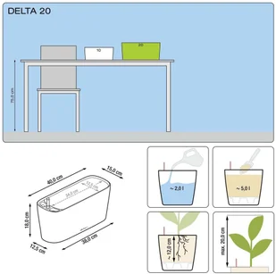 Lechuza Donica Delta 20 ALL-IN-ONE, taupe, wysoki połysk, 15566 - Donice - miniaturka - grafika 7