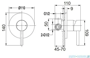 Omnires Y bateria natryskowa-wannowa podtynkowa złoty Y1245ZL - Baterie podtynkowe - miniaturka - grafika 2