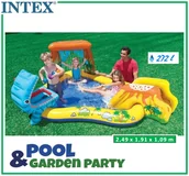 Place zabaw - Intex Brodzik Dinozaur ze zjeżdżalnią 249x191 cm 57444NP - miniaturka - grafika 1
