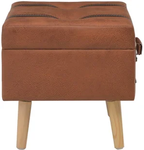 vidaXL Stołek ze schowkiem, 40 cm, kolor tan, sztuczna skóra vidaXL - Pufy i podnóżki - miniaturka - grafika 5
