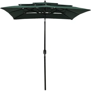 vidaXL 3-poziomowy parasol na aluminiowym słupku, zielony, 2x2 m 313845 - Parasole ogrodowe - miniaturka - grafika 2