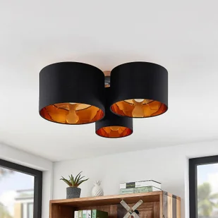 Lindby Laurenz lampa sufitowa, 3-pkt. czarno-złota - Lampy sufitowe - miniaturka - grafika 4