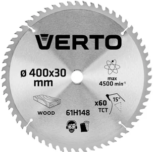 Verto Piła tarczowa do drewna 400x30mm 60Z 61H148 - Tarcze do pił - miniaturka - grafika 2