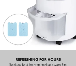 Klarstein Klarstein Waterfall, klimatyzer, schładzacz powietrza, 45 W, 4 litry, 2 wkłady chłodzące, przenośny ACO4-WaterfallW - Klimatory - miniaturka - grafika 11