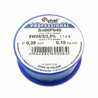 Akcesoria do lutowania - Cyna 038/100 Cyna fi0.38 Sn60Pb40 z topnikiem SW26 - miniaturka - grafika 1