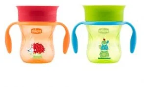 Chicco Kubek 360° do nauki samodzielnego picia 200 ml : Kolor - Pomarańczowy - Kubki dla dzieci - miniaturka - grafika 2
