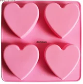 Formy do ciast - FOREMKA FORMA SILIKONOWA babeczki muffinki 4 serca - miniaturka - grafika 1