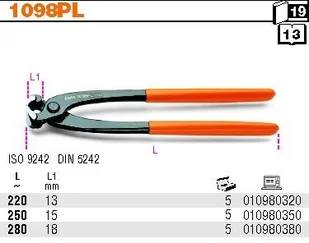 Beta OBCĘGI TYNKARSKIE 220MM 1098PL/220 (1098/220) - Kombinerki i obcęgi - miniaturka - grafika 4